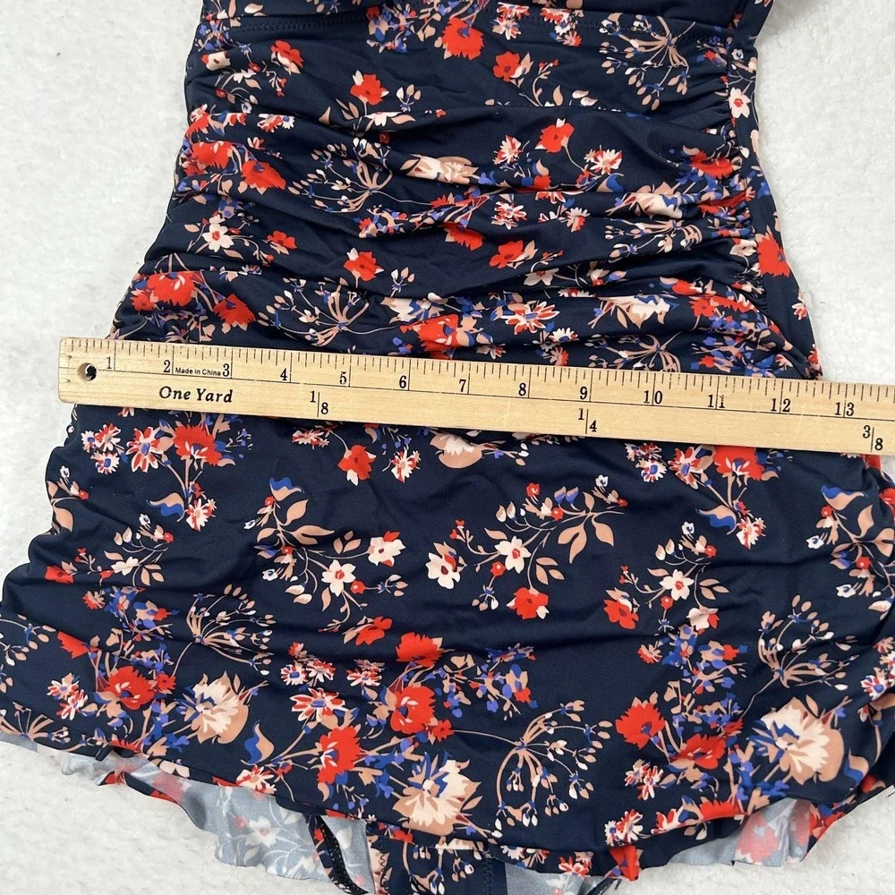 Dobreva Swimdress Womens Small Navy Floral Bandeau Skirted One Piece Swimwear - Picture 15 of 16